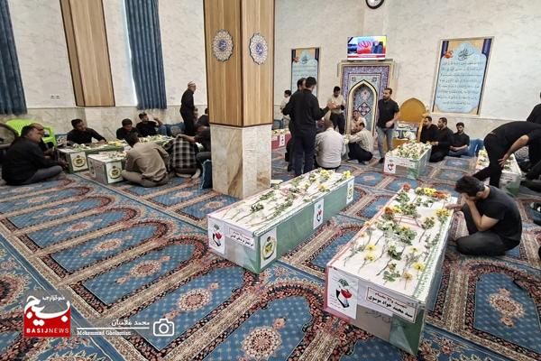 وداع با پیکر ۹ شهید پدافند سیراف در کنگان