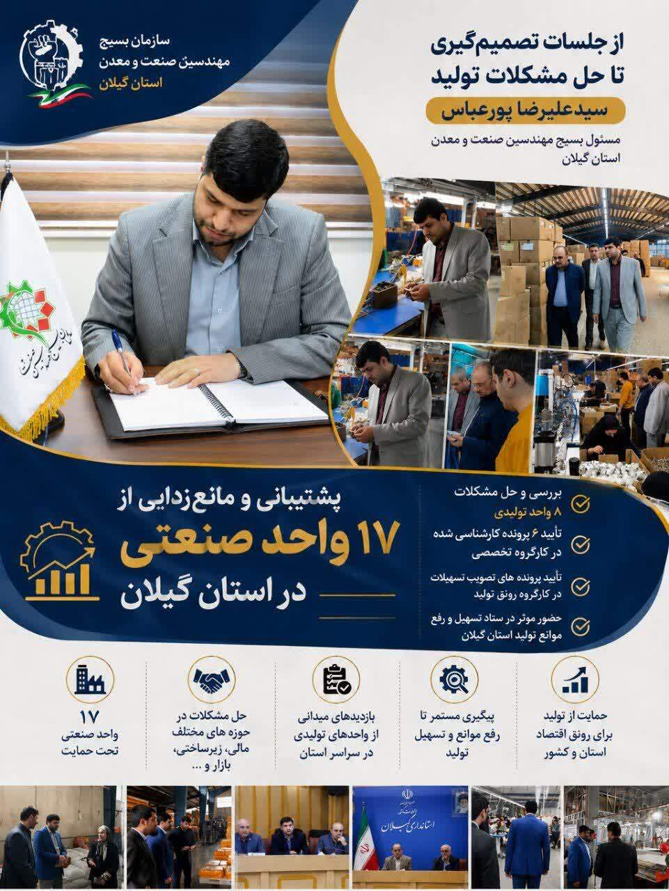 از پشت میز تا کف کارخانه؛ روایت بسیج صنعت گیلان از مانعزدایی برای ۱۷ واحد تولیدی از پشت میز تا کف کارخانه؛ روایت بسیج صنعت گیلان از مانعزدایی برای ۱۷ واحد تولیدی