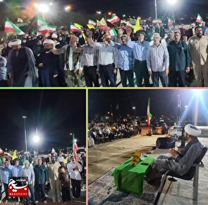 مردم بندرهندیجان دراجتماع حماسی موج ۱۸۶ پای ایران ایستاده‌اند