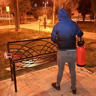 ضدعفونی معابر شهری و دوخت ماسک توسط بسیجیان سپاه تهران