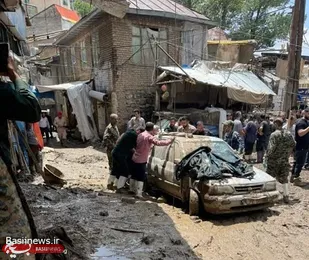 حضور جهادگران ناحیه عمار یاسر برای امداد رسانی به سیل زدگان امامزاده داوود(ع)
