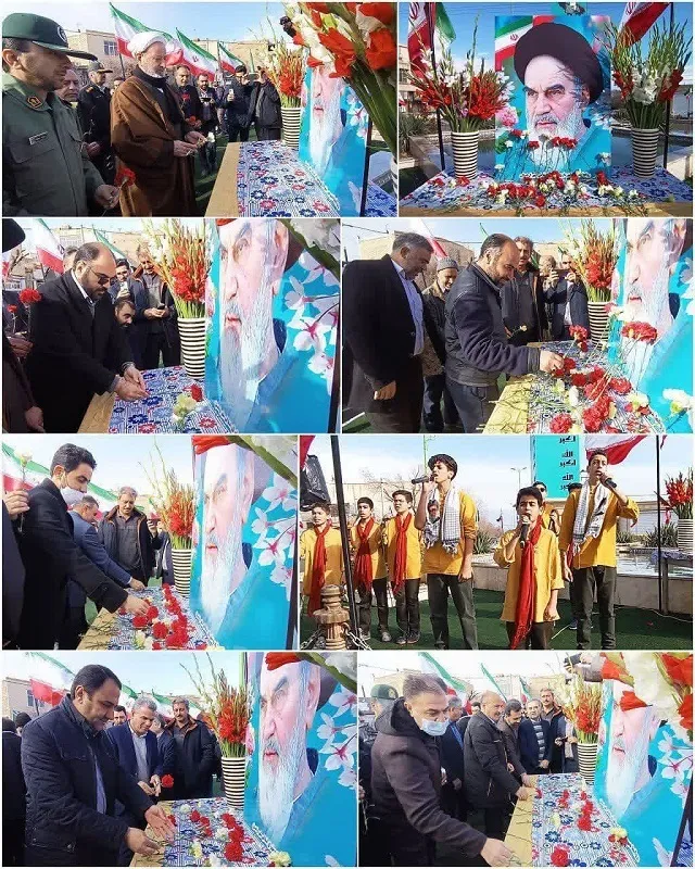 گلباران تمثال حضرت  امام  خمینی (رحمت الله علیه) توسط رزمندگان  گردان ۱۱۸امام حسین (علیه السلام)