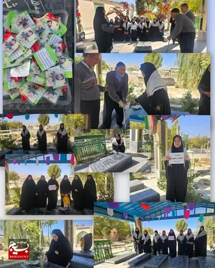 دیدار دانش&zwnj;آموزان با خانواده شهید شفیعی در گلزار شهدای اشن