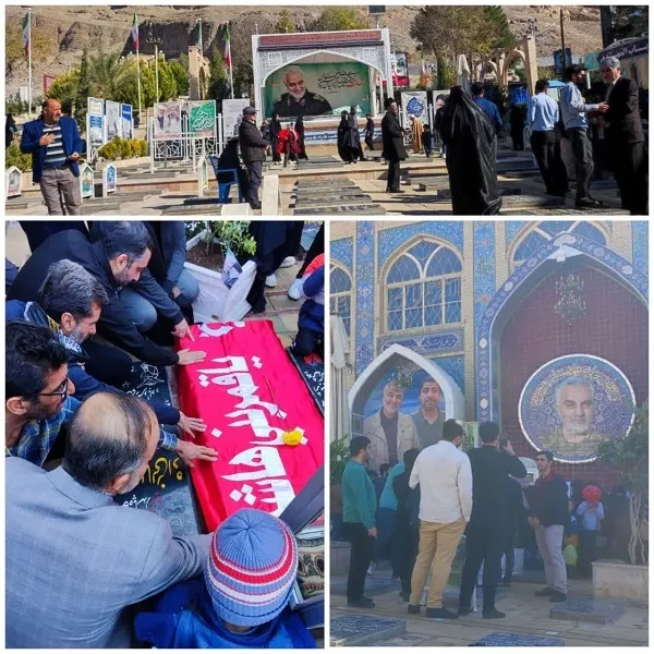 غبار روبی مرقد سردار دلها شهید حاج قاسم سلیمانی با گلاب ناب کاشان