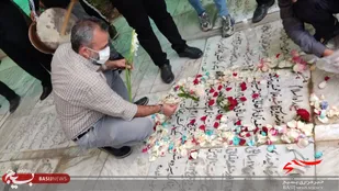 غبارروبی مزار شهدای علی&zwnj;بن&zwnj;جعفر توسط بسیجیان پایگاه شهید ترابی
