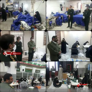 بازدید فرمانده ناحیه مقاومت بسیج آران و بیدگل از کارگاه&zwnj;های تولید ماسک و کاور/  فعالیت شبانه&zwnj;روزی جهادگران بسیجی در 12 کارگاه