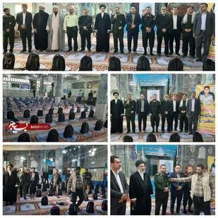 رزمایش توزیع ۳۰۰بسته کیف ونوشت افزاربین دانش آموزان نیازمند شهرستان آغاجاری