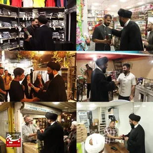 اهدای گل به بازاریان چهارراه امام علی (ع) میعادگاه عاشقان وطن
