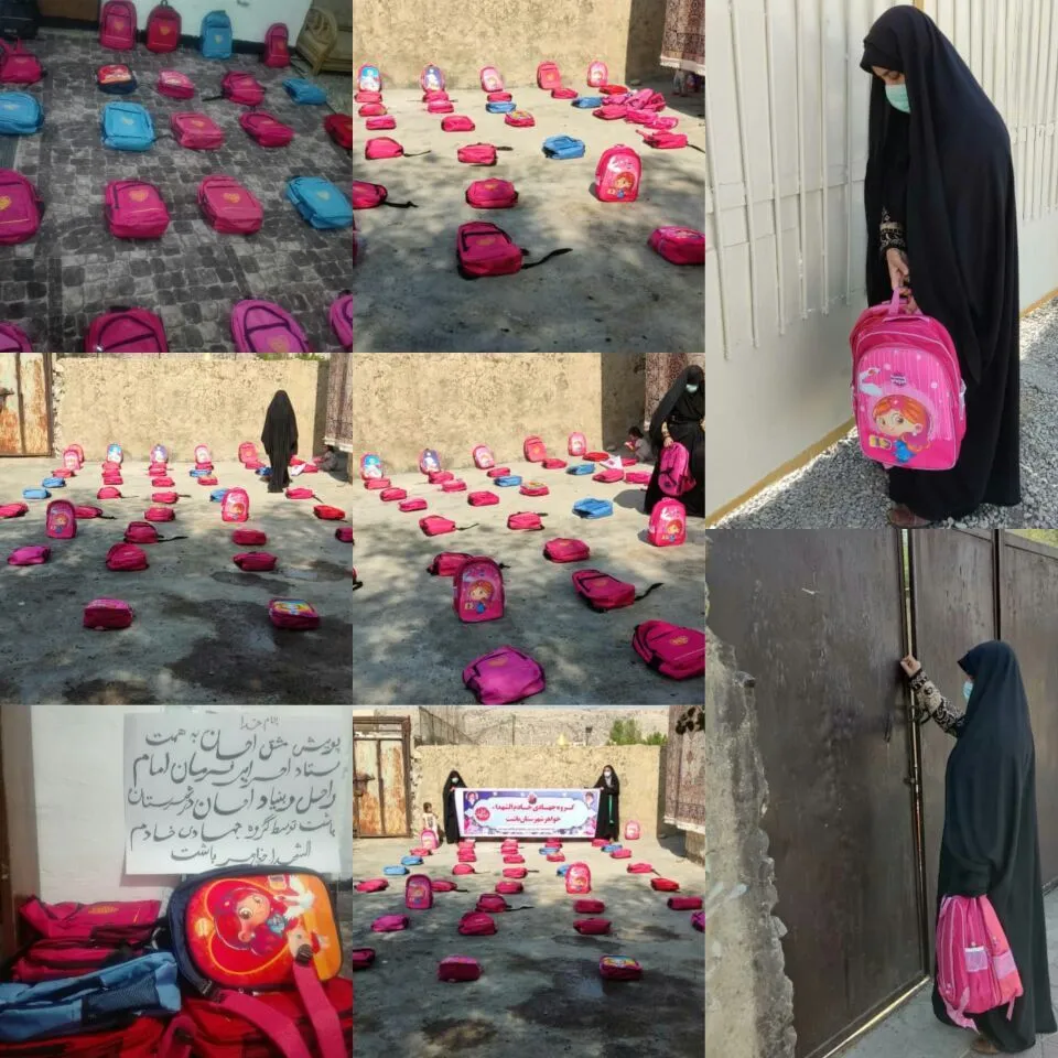 توزیع 100 بسته حمایتی توسط گروه جهادی خادم الشهدا خواهر شهرستان باشت بین دانش آموزان نیازمند
