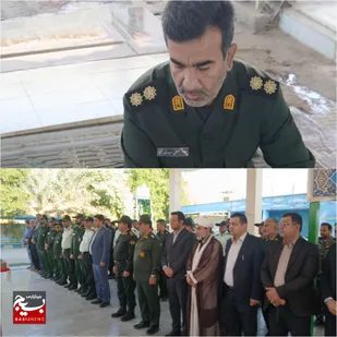 به مناسبت هفته بسیج، مراسم هم عهدی باشهدا(غبارروبی) در شهرستان گتوند برگزار شد