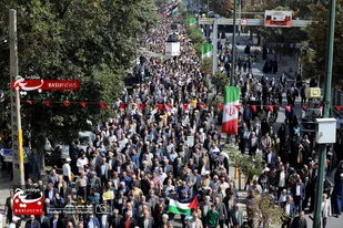 راهپیمایی مردم دارالمجاهدین همدان در حمایت از حماسه طوفان الاقصی