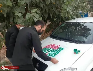 به مناسبت ایام ماه محرم الحرام،فضا سازی و ماشین نویسی در سطح شهر راوند انجام شد
