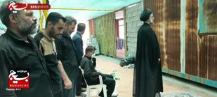 اقامه نماز جماعت در موکب انصارالولایه شهدای رغیوه