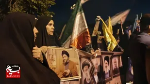 تجمع "مطالبه انتقام سخت از رژیم صهیونیستی" درمقابل سپاه خراسان رضوی