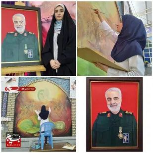 رونمایی از تمثال شهید سلیمانی اثر هنرمند اندیمشکی