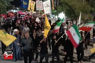 راهپیمایی پرشور مردم فامنین در وداع با رهبر شهید