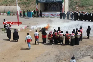 برگزاری رزمایش الی بیت المقدس با حضور خواهران در شهرستان ایجرود