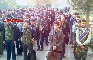 برگزاری صبحگاه بسیجیان آموزشگاه پسرانه امام خمینی(ره) همدان+تصاویر