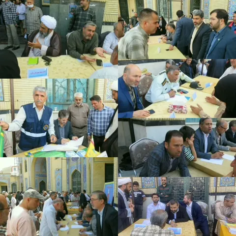 برپایی میز خدمت جهادی ادارات شهرستان ملارد در مصلی نماز جمعه