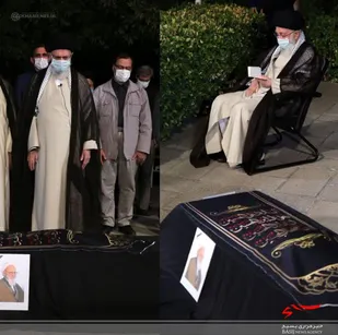 اقامه نماز رهبر معظم انقلاب بر پیکر علامه حسن زاده آملی+ عکس