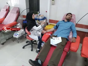 حضور باشکوه بسیجیان پایگاه های مقاومت حوزه نبی اکرم(ص) ناحیه زاهدان در پویش نذر خون