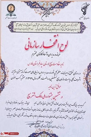 ناحیه مقاومت بسیج سپاه لارستان، حائز رتبه برتر کشوری در عرصه ی رزمایش کمک های مؤمنانه شد