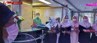 بمناسبت روز پرستار،بسیجیان به استقبال فرشتگان سلامت رفتند