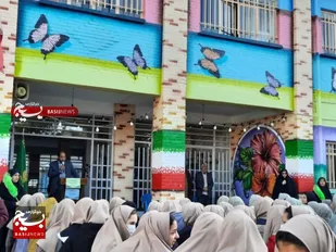 صبحگاه دانش آموزان با حضور خادمیاران رضوی