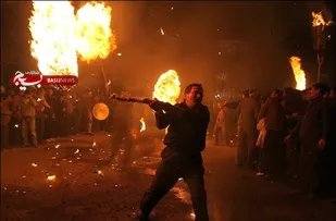مراسم مشعل گردانی در عجب شیر