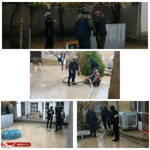 تخلیه آب گرفتگی برخی ازمنازل درسطح روستای اسفندآباد