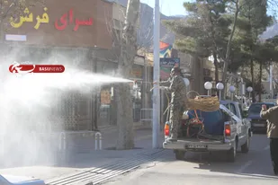 ضدعفونی معابر و خیابان&zwnj;ها در رزمایش خدمات شهری شاهرود