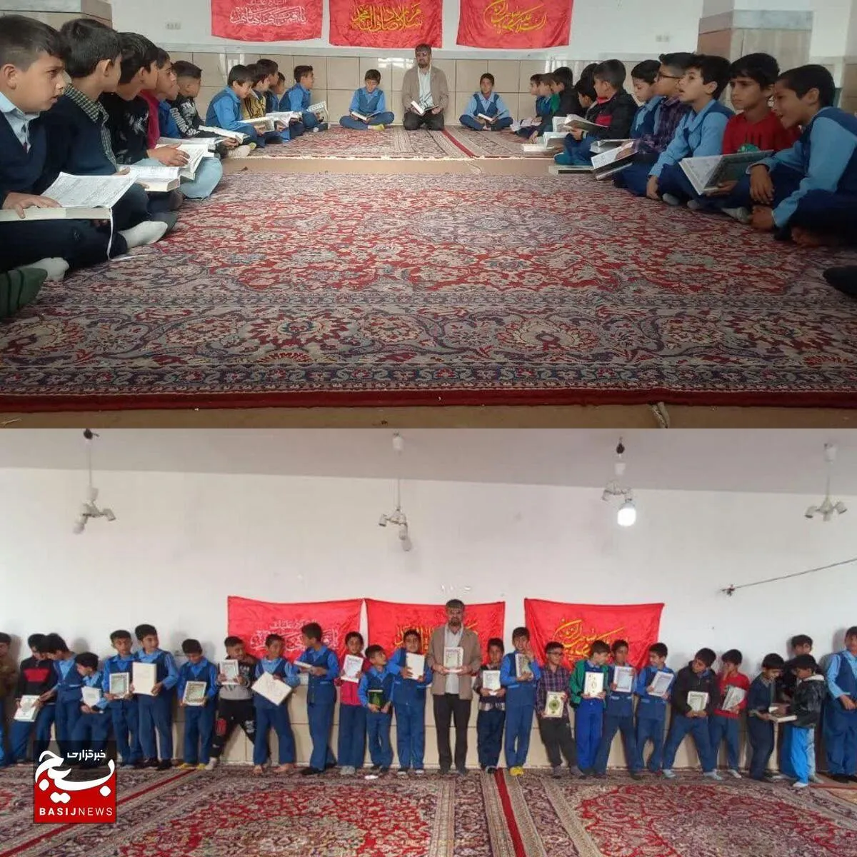 محفل انس باقرآن درمسجد امام حسین (ع)روستای بنه سرخی شهرستان لالی