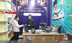 تقدیر حوزه روح الله اهرم از جهادگر بسیجی طرح شهید سلیمانی