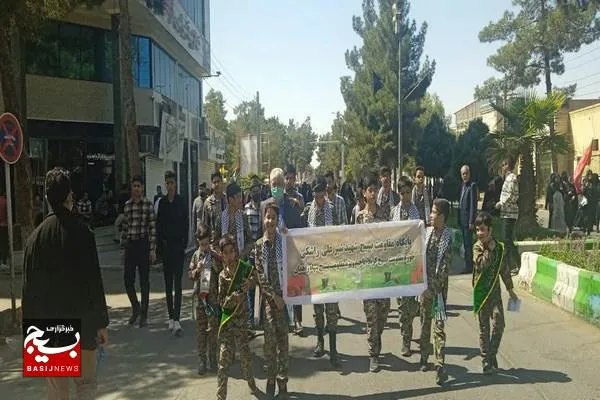 حضور باشکوه بسیجیان پایگاه شهید راشکی درراهپیمایی روز قدس