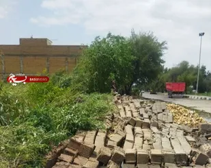 ریزش دیوار یک مدرسه بر اثر بارندگی شدید در دزفول