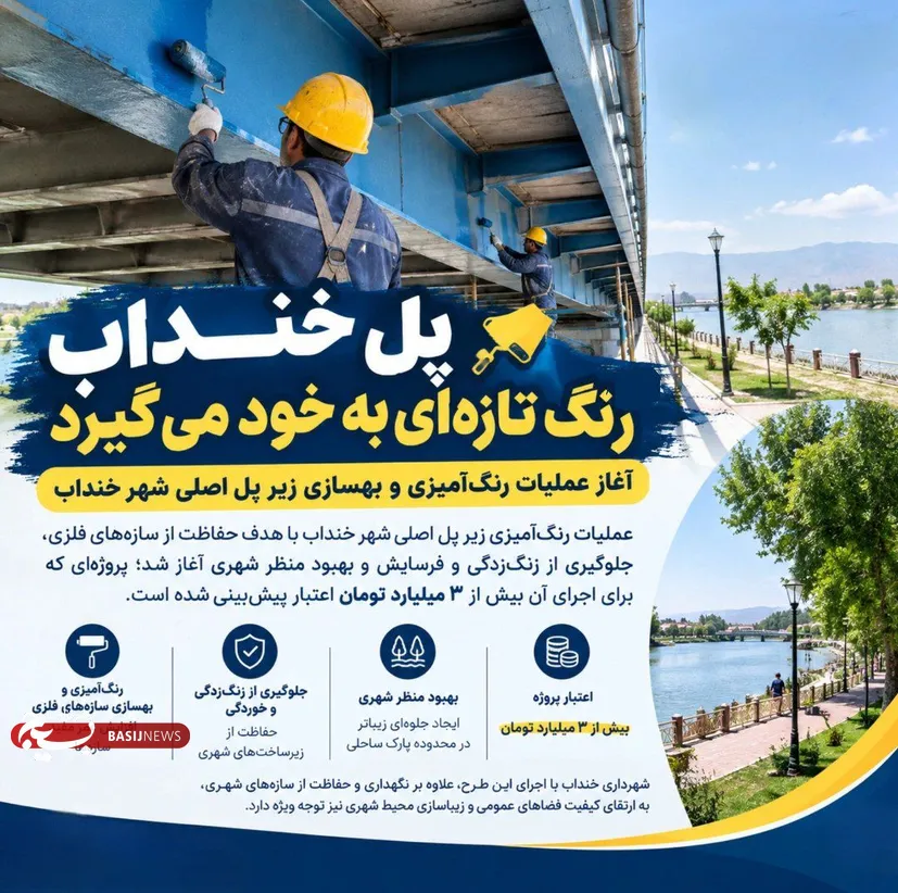 آغاز عملیات رنگ‌آمیزی و بهسازی زیر پل اصلی شهر خنداب
