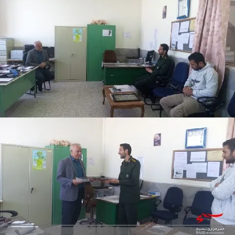 تقدیر از مدیر آموزشگاه 15 خرداد فرمهین توسط فرمانده حوزه بسیج دانش آموزی و مربیان طرح شهید «بهنام محمدی»