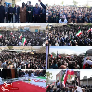 آیین گرامیداشت شهدای شهرستان ایذه در جنگ آمریکایی اسرائیلی مردم یکپارچه حضور پیدا کرداند