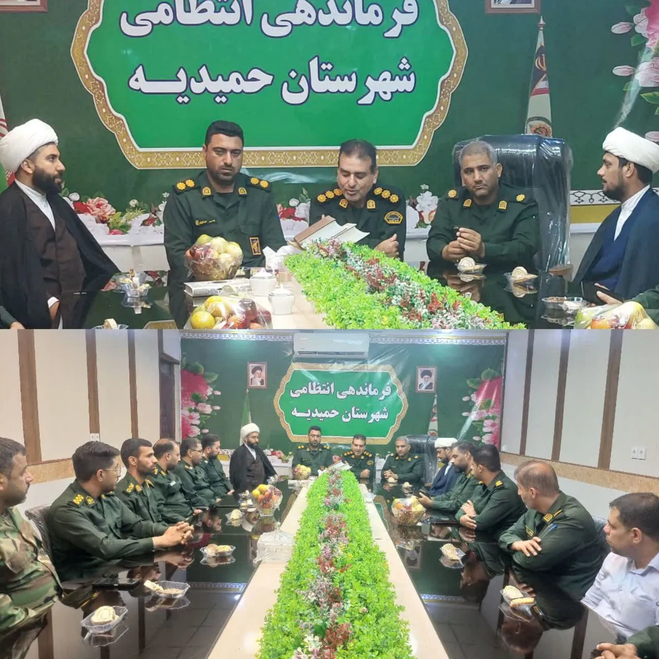 همزمان با هفته نیروی انتظامی، فرمانده ناحیه مقاومت بسیج امام رضا(ع) حمیدیه به همراه جانشین، مسئول دفتر نمایندگی ولی‌فقیه و جمعی از اعضای ستاد ناحیه، با فرمانده نیروی انتظامی شهرستان دیدار و از تلاش‌های شبانه‌روزی حافظان امنیت و خدمتگزاران مردم تجلیل کردند