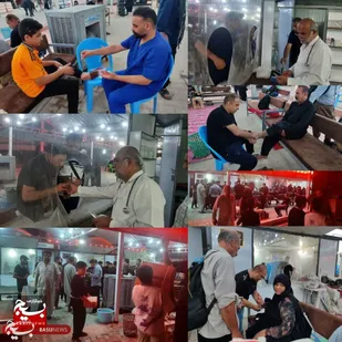 مرهم زائران در دست جهادگران عاشق بسیج جامعه پزشکی و سلامت آمل