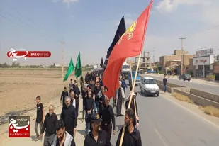 پیاده&zwnj;روی جاماندگان اربعین در روستای گنج تپه بهار