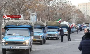 ارسال کمک&zwnj;های مردمی با ۶۰ دستگاه نیسان از آذربایجان شرقی به  خوی