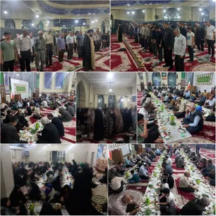 ضیافت افطاری در شب بیست و هشتم ماه رمضان در مسجد جامع امام خمینی(ره) پیشوا