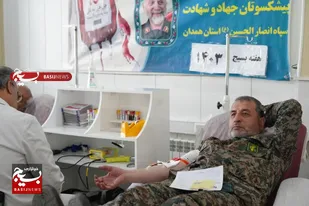برگزاری پویش نذر خون پیشکسوتان عرصه جهاد و شهادت در همدان+تصاویر