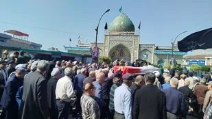 مراسم وداع ، تشییع پیکر آیت&zwnj;الله قربانی در  لاهیجان و آستانه اشرفیه