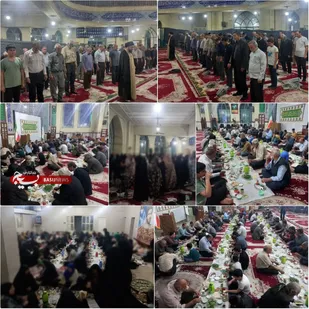 ضیافت افطاری در شب بیست و هشتم ماه رمضان در مسجد جامع امام خمینی(ره) پیشوا