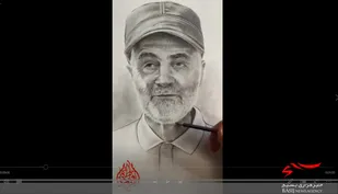 تصویرگری هنرمند ملایری به یاد شهید &laquo;سلیمانی&raquo;