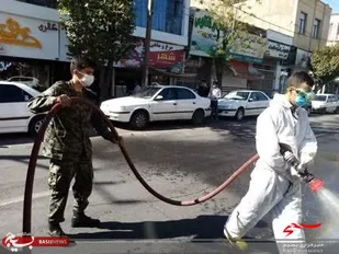 اجرای رزمایش ضدعفونی شهرستان ساوه در مقابله با موج جدید شیوع کرونا