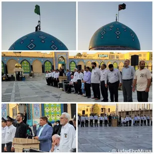 آیین تعویض پرچم گنبد حرم حضرت جعفر بن موسی الکاظم (ع)