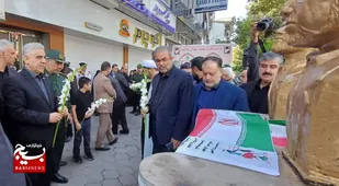 مراسم گلباران محل شهادت شهیدان انصاری (استاندار گیلان )و نورانی (معاون استاندار)